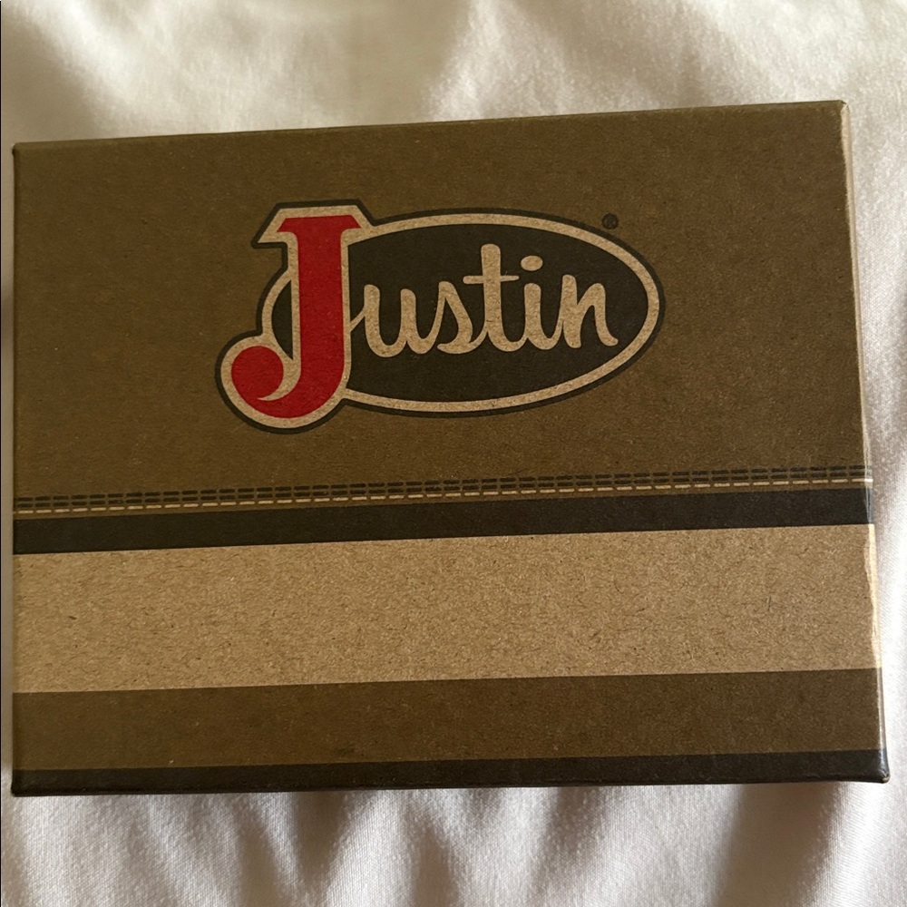 Justin Boots Tan Leather Card Holder with Embroidery - Picture 3 of 4